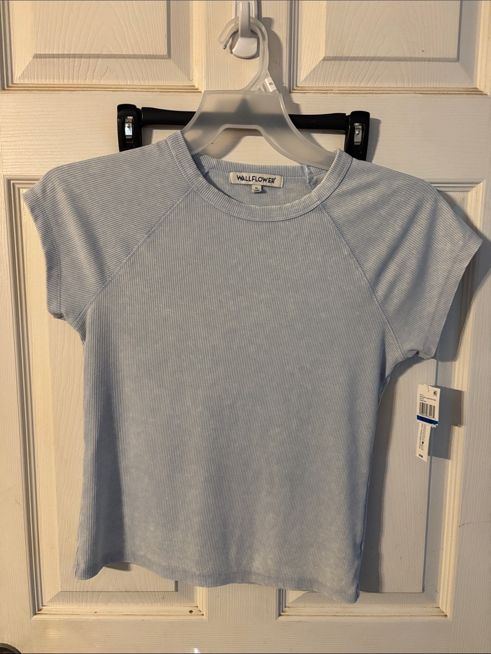 Wallflower Light Blue Ribbed Short Sleeve Tee